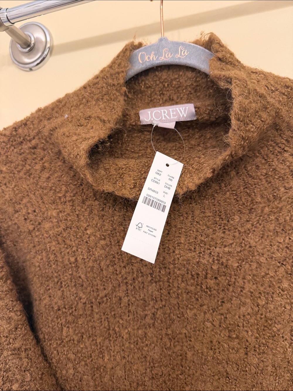 J. Crew Chocolate Brown Bouclé Turtleneck Sweater - Picture 2 of 2